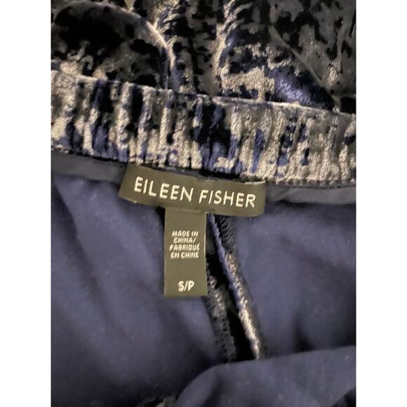 Eileen Fisher Womens Pants Small Blue Velvet Silk Blend Pull On Wide Leg Ankle - Picture 3 of 8